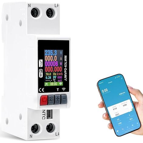 Connected electric meter wifi single phase electric meter protection against overvoltages and undervoltages, overcurrent, overheating and power outages.