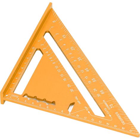 Équerre de charpentier triangulaire en alliage d'aluminium, peinture électrophorétique, graduations lisibles, couleur dorée (1/5)