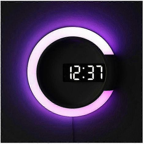 Horloge murale numérique LED, affichage numérique de la température, 7 couleurs, décoration 3D stéréoscopique pour chambre/salon. (1/5)
