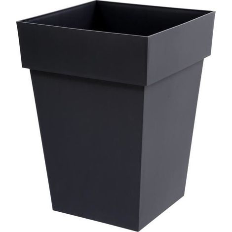 EDA – Pot de fleur carré mi-haut 39 x 39 x H. 53 cm – 51 L – Résistant aux intempéries – Pour grandes plantes – Gris anthracite