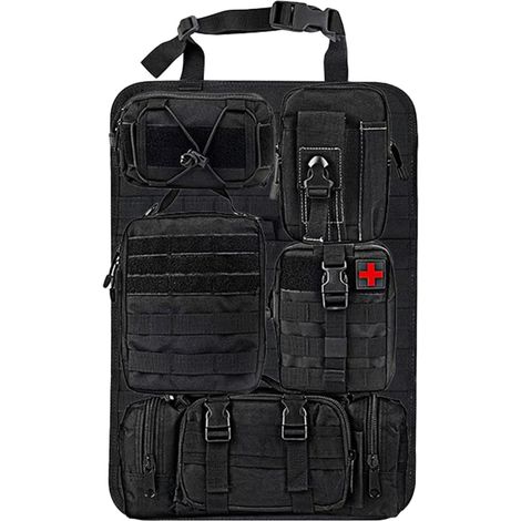 Organisateur de siège de voiture – Organisateur de siège arrière de voiture, outil de rangement de véhicule avec grande capacité et 5 poches différentes, sac de rangement pour suspension de voiture (1/5)