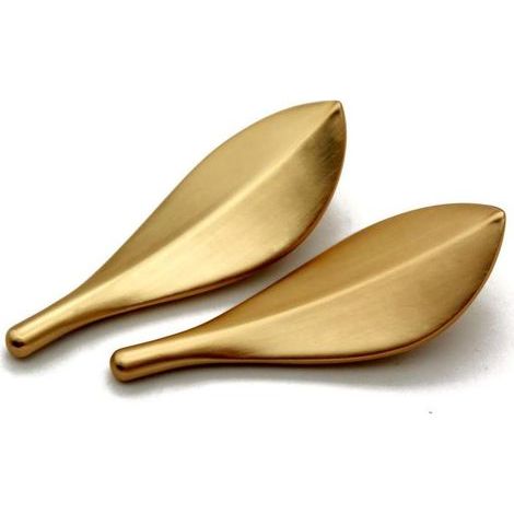 Lot de 6 poignées de porte en forme de feuille dorée - Style art déco tendance - Poignées de porte d'armoire - Boutons à deux trous (1/5)