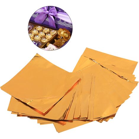 100 morceaux d'emballages en aluminium doré 7,6 x 7,6 cm pour bonbons, chocolats et sucettes, forme carrée, lot de 100 (1/5)