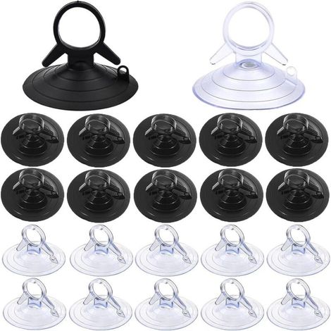 60 ventouses pour pare-soleil de 45 mm, sans crochet, transparentes, pour fenêtre, salle de bain, pare-brise et voiture. (1/4)