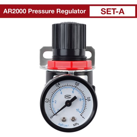 AR2000 Druckregler, 1/4"-Gewindeventilgehäuse, inklusive Skala und Halterung, für Luftkompressoren (1/4)