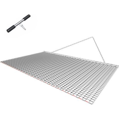 Herse de nivellement traînante 1,8x0,9 m, râteau à chaînes haute efficacité, accessoire ATV UTV tracteur, tapis en acier galvanisé robuste avec chaîne de remorquage, pour allée en gravier et champ (1/5)