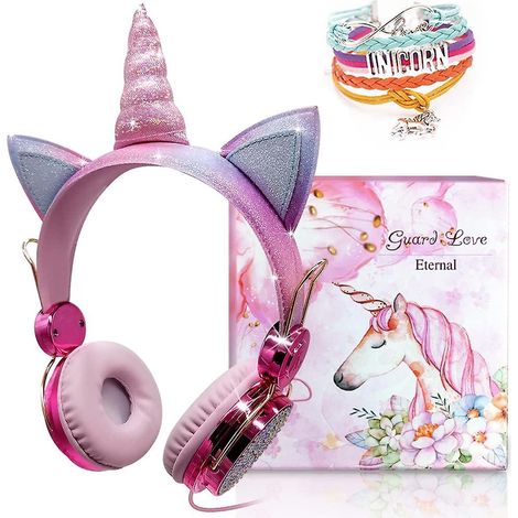 Kinderkopfhörer mit Einhorn-Design und funkelnden Strasssteinen, kabelgebunden, für Mädchen (1/4)