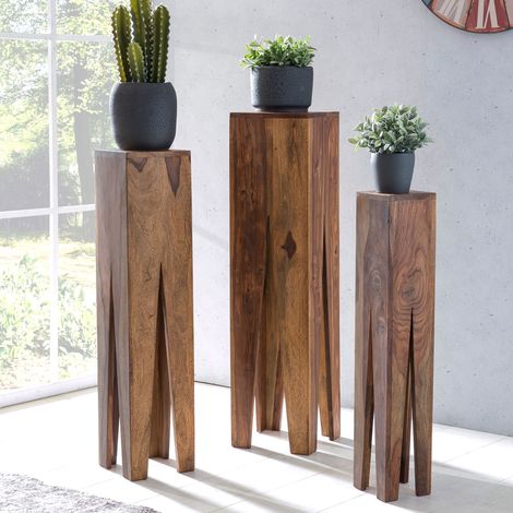 Lot de 3 sellettes 25, 20 et 15 cm en bois de sheesham massif (1/5)