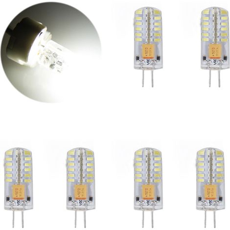 6 ampoules LED G4, ampoules à culot JC à double broche, ampoules de remplacement halogènes T3 3W AC/DC 12V, blanc neutre. (1/5)
