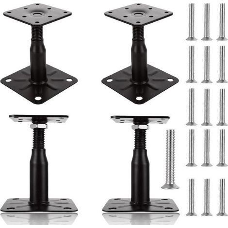 Lot de 4 pieds de poteau réglables 100 à 150 mm supports de poteau en bois galvanisé pour terrasses, abris, gazebos (1/5)