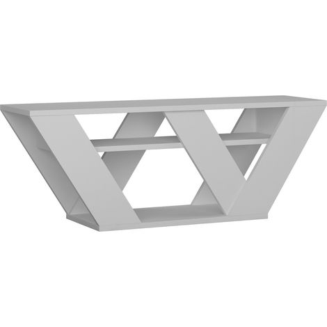 Meuble TV 2 niveaux en mélamine 18mm – Dimensions L. 110 x l. 30 x H. 40 cm – 3 étagères pour rangement décorations – Toilinux (1/7)