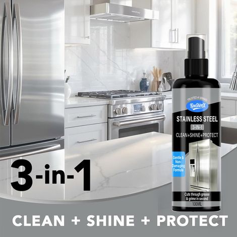 3-in-1 Edelstahl-Reinigungs- und Polierspray zur Entfernung von Fett und Schmutz von Haushaltsgeräten (1/5)