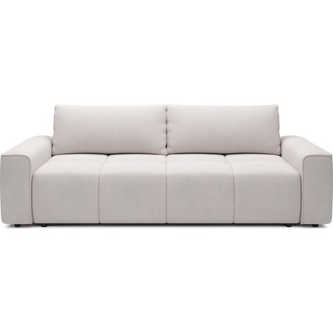 Canapé 4 places convertible en tissu texturé beige MINTURNO (1/4)