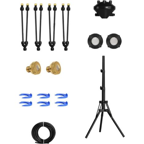 Système de brumisation extérieur à 8 buses pour brumisateur pour patio, jardin, cour, support de pulvérisation réglable en hauteur 0,8 à 1,6 m (US) (1/5)