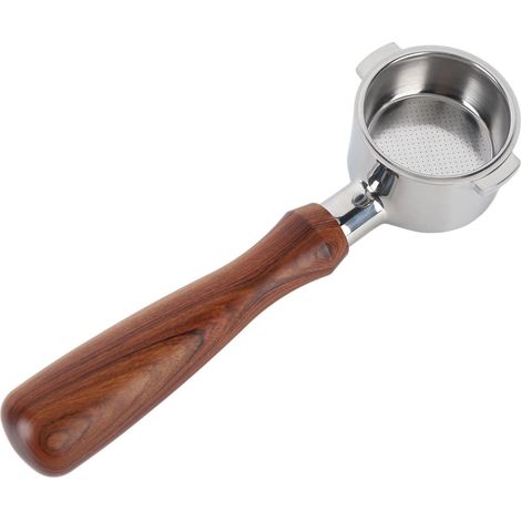 Abnehmbarer, bodenloser Edelstahl-Siebträger mit ergonomischem Holzgriff, Typ A – waschbar (1/5)