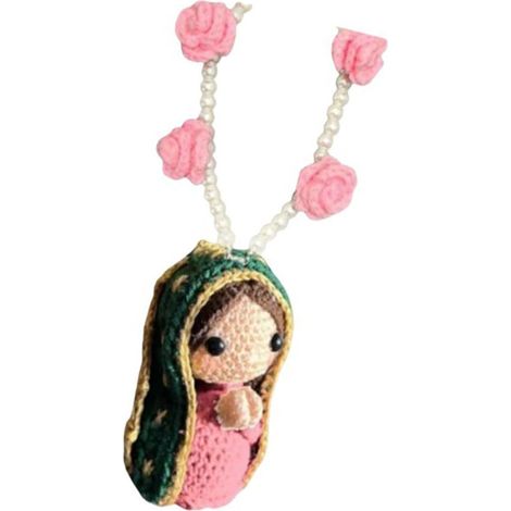 Statue de décoration intérieure de voiture, faite à la main au crochet pour rétroviseur, décoration à suspendre pour femme (1/4)