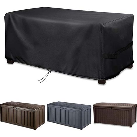 Housse Coffres de Rangement Extérieur , Pour Boîtes de Terrasse ExtéRieures et Boîtes de Rangement, Tissu Oxford Résistant 420D Imperméable, Résistant Aux UV, Au Vent et à la Neige 158x76x69cm (1/5)
