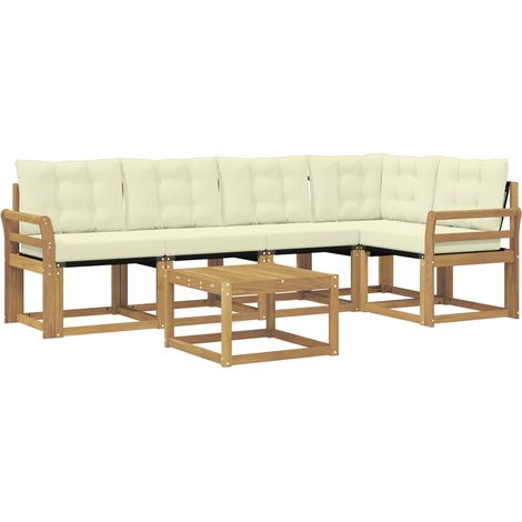 Outdoor Sofa Set 6 pcs White and Cream vidaXL