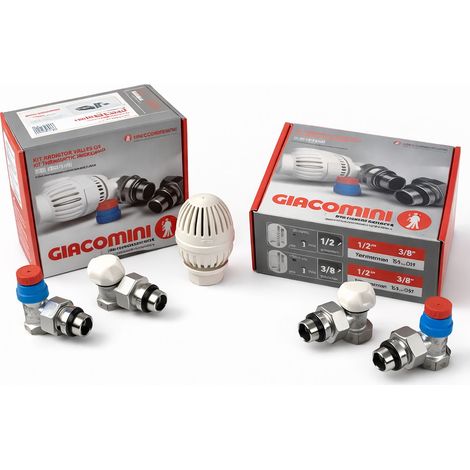 Kit de recalificación energética del radiador con válvula y soporte para conexión de tubería de hierro GIACOMINI R470FX  3/8" Rectas