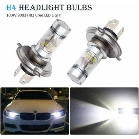 2x H4 LED 100W 20SMD Super Brillant Brouillard Lampe LED Blanc 6000K (1/2)