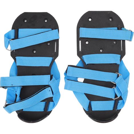 Chaussures aérateur de pelouse, chaussures scarificatrices de jardin, chaussures à pointes pour l'aération du sol, pour terrasse, jardin et pelouse (bleu) (1/5)