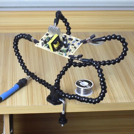 Hyuduo Outil de Troisième Main pour Souder, Aidant la Station de Soudure avec des Bras Flexibles et des Pinces d'alligator, Idéal pour la Réparation du Modèle de Bricolage, Matériau ABS, Noir, (1/5)