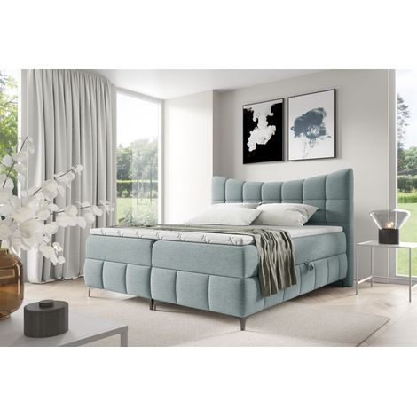 Boxspringbett Schlafzimmerbett CHARLES PREMIUM 160x200cm Stoff Aragon Sky