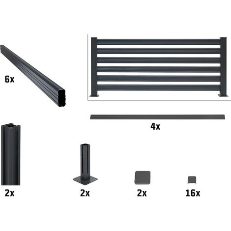 Bohlenzaun-Set Aluminium L: 200 cm H: 90 cm
