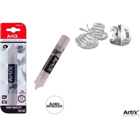3D-Strukturfarbe, Metallic-Weiß, 30 ml