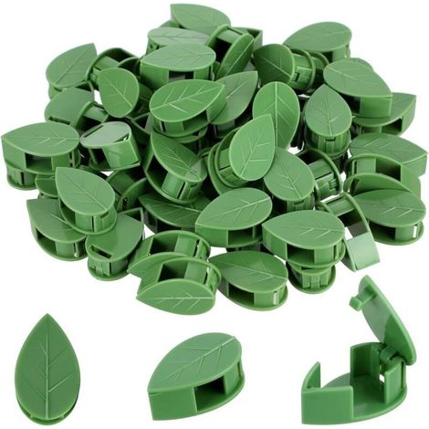 60 clips muraux pour plantes, forme feuille, ABS résistant, adhésif acrylique transparent, usage intérieur et extérieur (1/4)