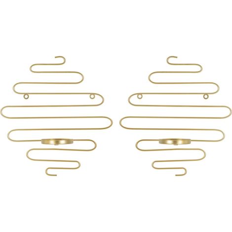 Lot de 2 Bougeoirs Muraux en Métal "Alid" 34cm Or (1/5)