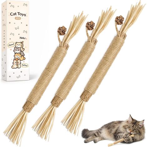 3PCS Bâtonnets Herbe à Chat, jouet chat,Nettoyage des dents du chat et jouets à l'herbe à chat.Cadeaux de Noël et d'anniversaire pour votre animal de compagnie (1/5)