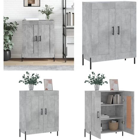 Buffet gris béton 69,5x34x90 cm bois d'ingénierie - Rangement - Buffet gris béton (1/5)