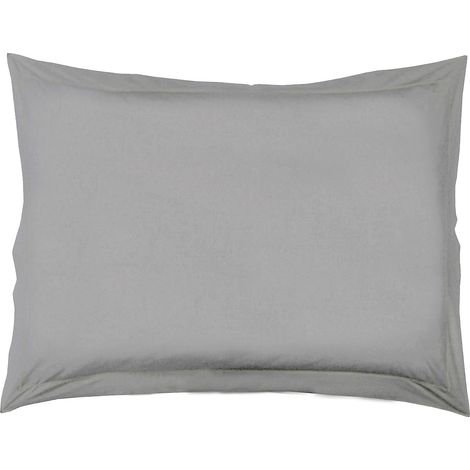 Taie d'Oreiller Unie en 100 % Coton Gris Galet 50x70 cm