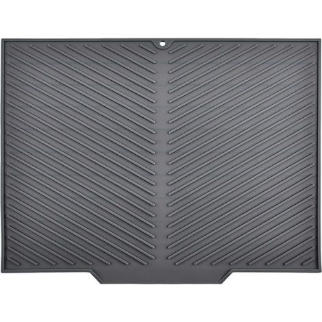 Tapis de drainage, rainure en caoutchouc, rallonge latérale pour évier, 33 x 42,5 x 4 cm, gris (1/5)