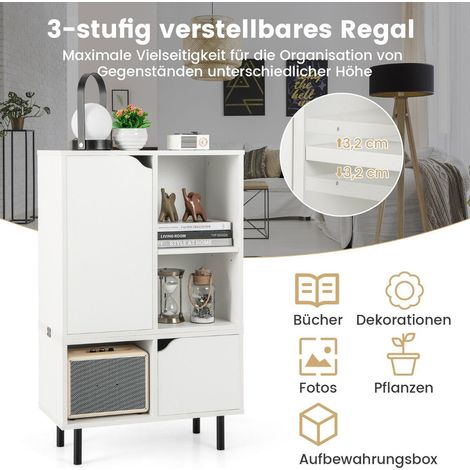 Bucherregal stapelbar bucherschrank mit 2 turen 5 fachern trennbar mit verstellbaren regal 60 x 30 x 965 cm wei