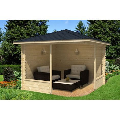 Alpholz 5-Eck Gartenlaube Maik-28 Gartenlaube aus Holz in Pinie, Blockhaus , Holzhaus mit Montagematerial (1/4)