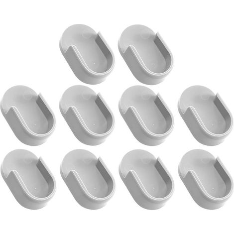 Set di 10 supporti ovali per asta per tende 30x15 mm – Plastica bianca – Montaggio a parete per cabine armadio e guardaroba (1/4)