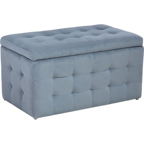 Pouf Cassapanca Imbottito in Velluto Grigio Stile Chesterfield Michigan