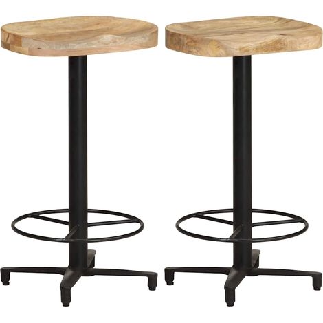 Lot de 2 Chaises de bar Tabourets de bar - Tabouret Haut 66 cm Bois de manguier massif BV408823 - BonneVie (1/5)
