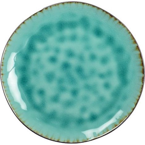 Assiette à Dessert Ronde en Céramique Vert Turquoise et Noir pour la Table 20 x 20 cm - PANGIVO (1/4)
