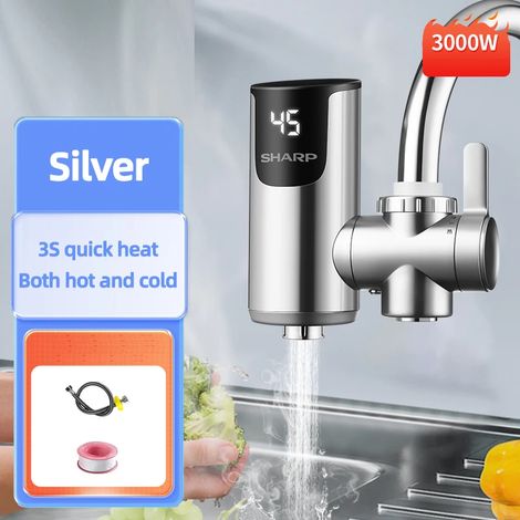 Chauffe-eau électrique 3000 W (acier inoxydable), robinet d'eau chaude instantanée, robinet d'eau chaude et froide, avec affichage de la température, 220 V (1/5)