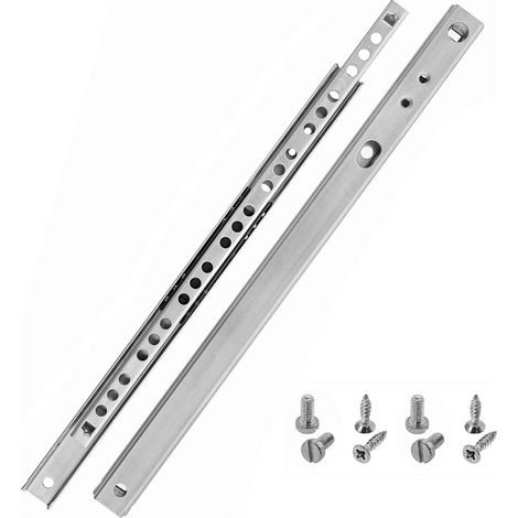 Lot de 2 rails de tiroir à rainure 17 mm Longueur 246 mm 1 paire de 2 glissières coulissantes pour tiroir Système de rail de tiroir en acier galvanisé argenté avec matériel de fixation (1/5)
