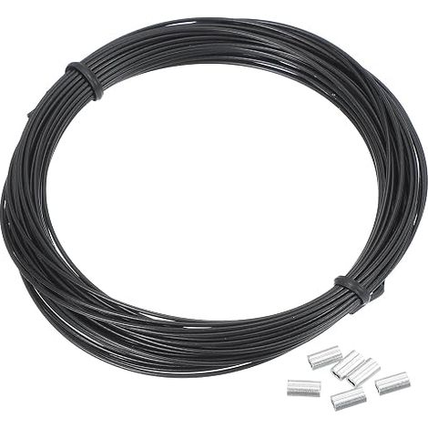 1mm 33ft 304 Stainless Steel Cable with Black Vinyl Coating and 20 M1 Connection Sleeves for Hanging Lights, Clothesline, Black (1/5)