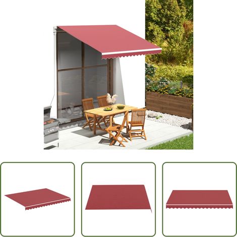 Parasol de jardin - Tissu de remplacement pour auvent Bordeaux rouge 3x2,5 m (1/5)