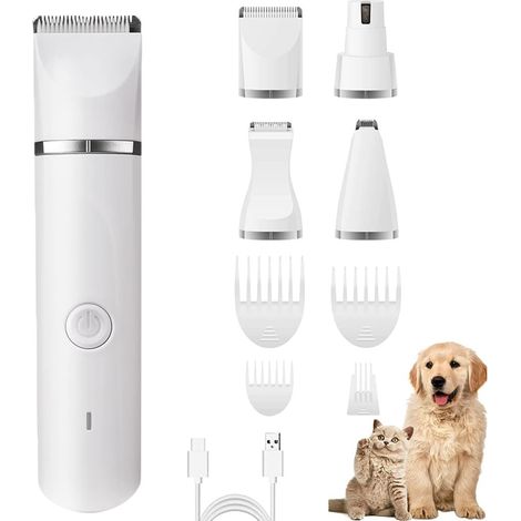 Tondeuse pour chien 4 en 1 anti-stress, tondeuse à ongles rechargeable, tondeuse à griffes et lime électrique pour les pattes, les oreilles et le visage (1/5)