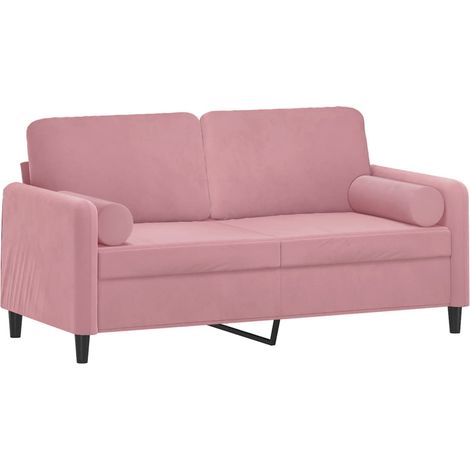 vidaXL Canapé 2 places avec oreillers décoratifs rose 140 cm velours (1/5)