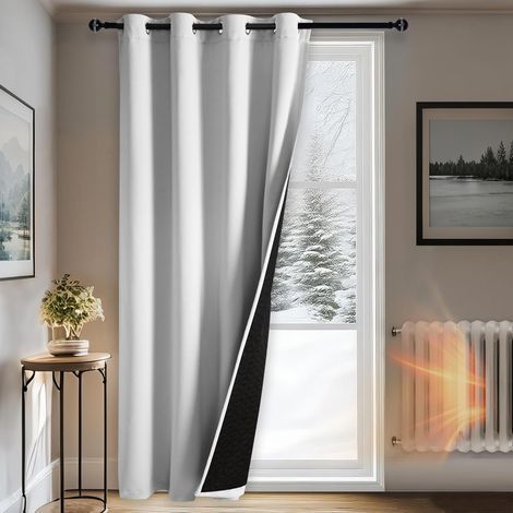 Rideau occultant hiver 132 x 213 cm – Doublure épaisse en microfibre – Isolation thermique et acoustique – Couleur unie (1/5)