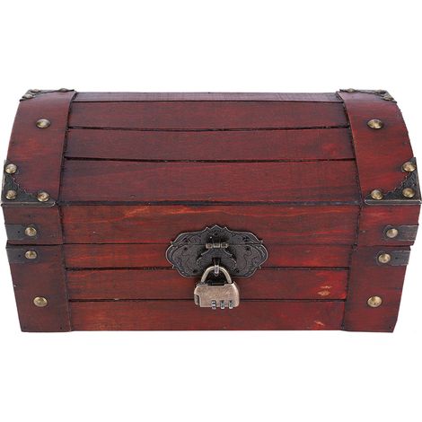 Coffret Vintage Bois Rétro Artisanal Élégant pour Bijoux et Objets Précieux, Petite Mallette de Rangement avec Serrure à Code, Dimension S, Étui Fait Main pour Collection (1/5)