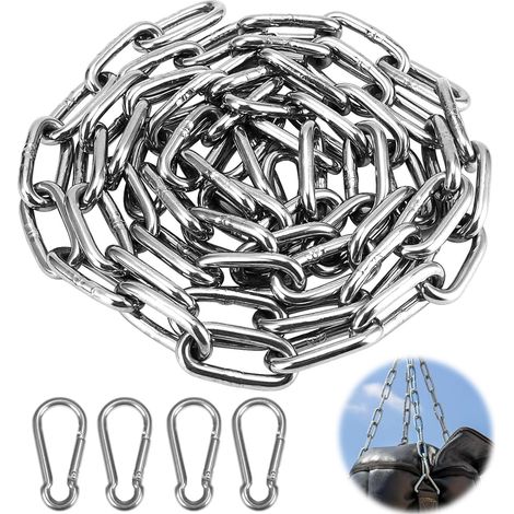 Stainless Steel Chain 2 m 3 mm Chain Links Stainless Steel Chains Verlängerungskette mit Karabiner Gliederkette Rundstahlkette Meterware für Hundekette Schaukeln Ketten Ankerkette Hängesessel (1/5)